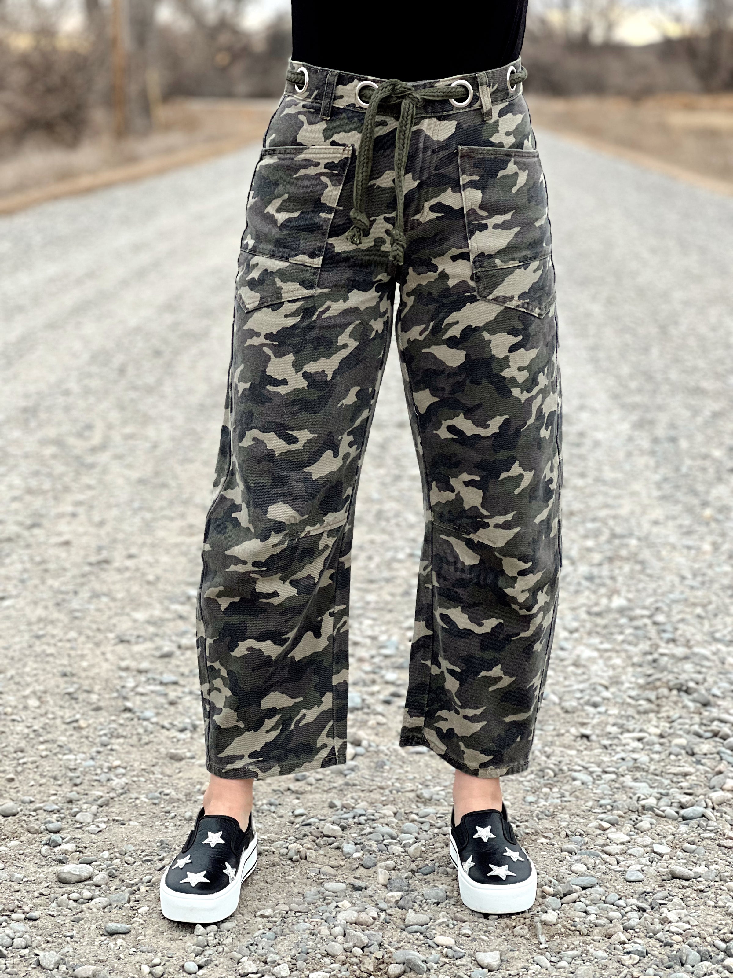 Camouflage Denim Barrel Jean