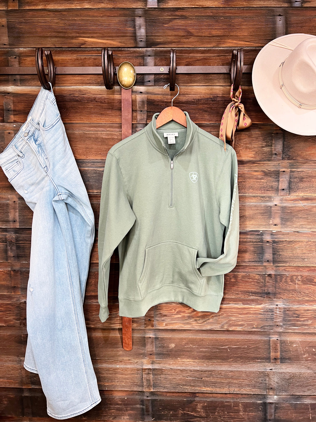 The 1/2 Zip Pullover in Olive