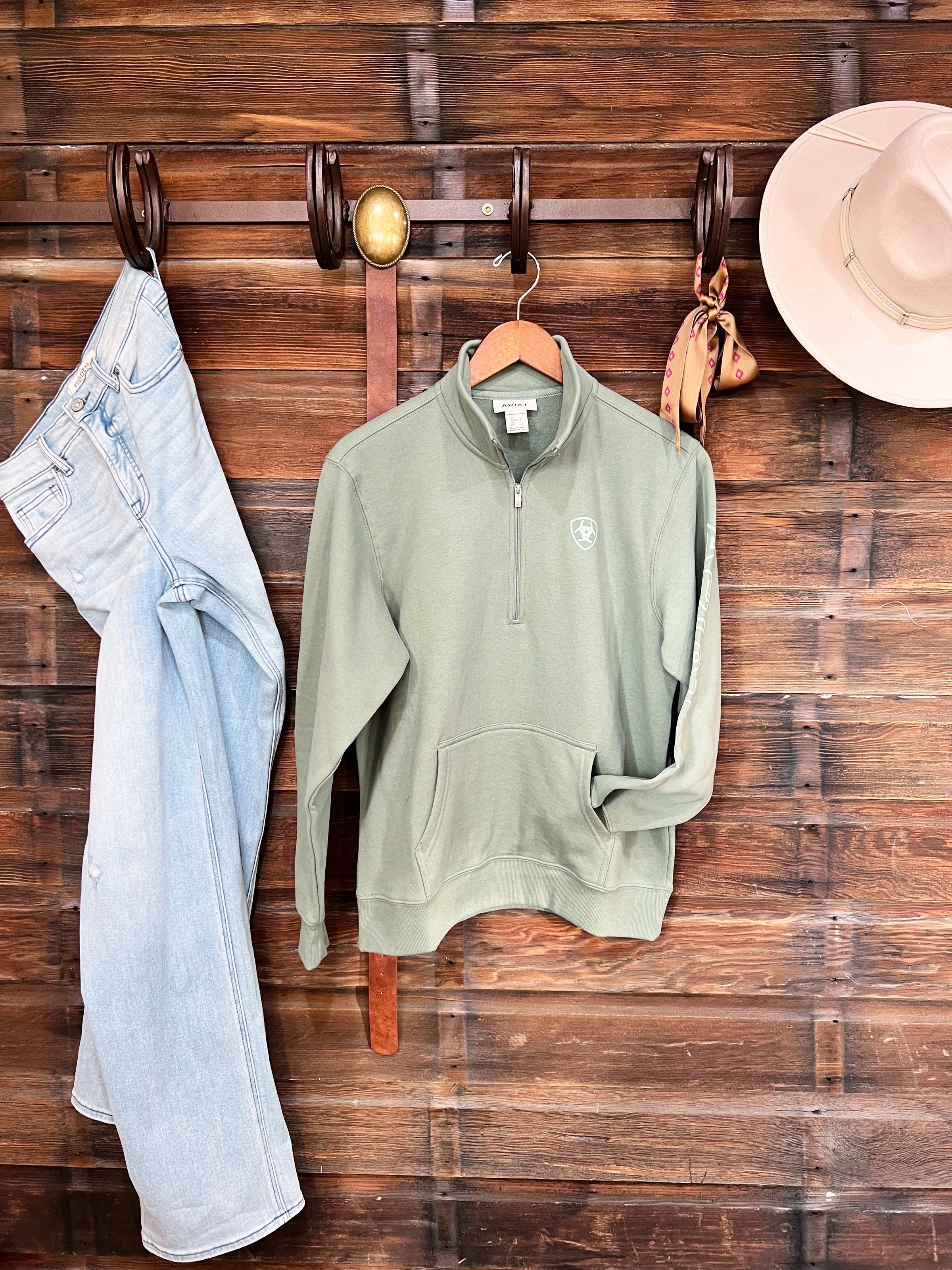 The 1/2 Zip Pullover in Olive