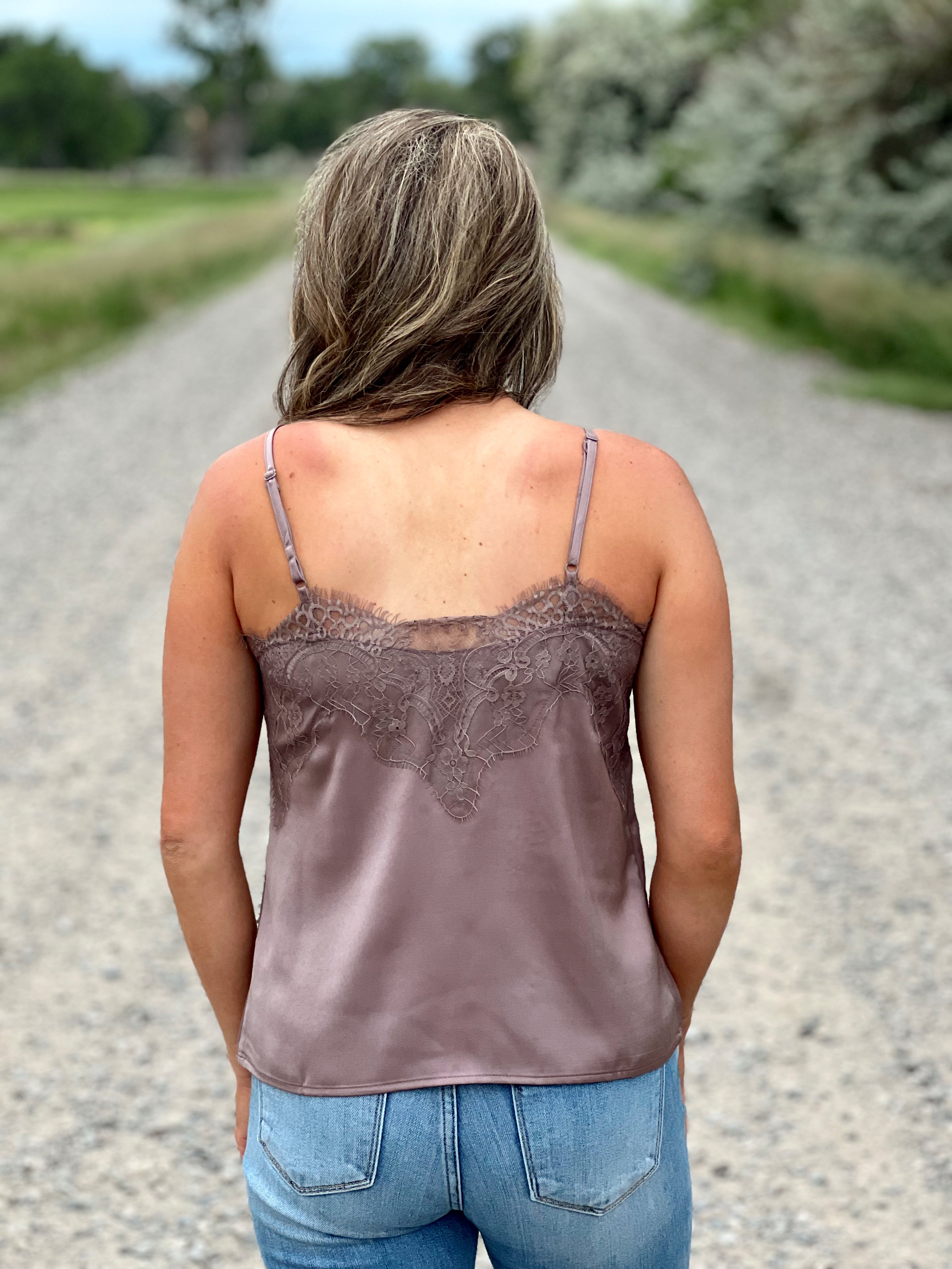 lace satin tank