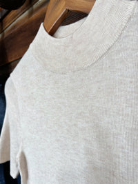 The Ribbed Mock Neck Short Sleeve Sweater
