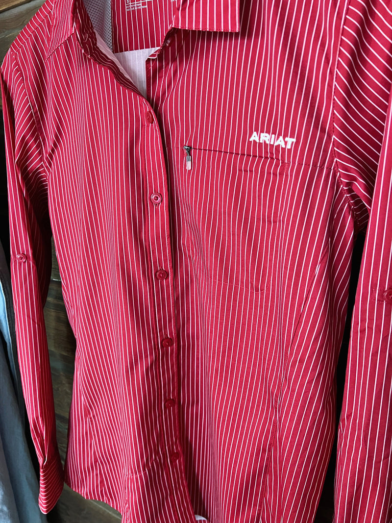 The Red Stripe Performance Button Up