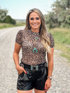 The Leopard Puff Sleeve Mesh Top