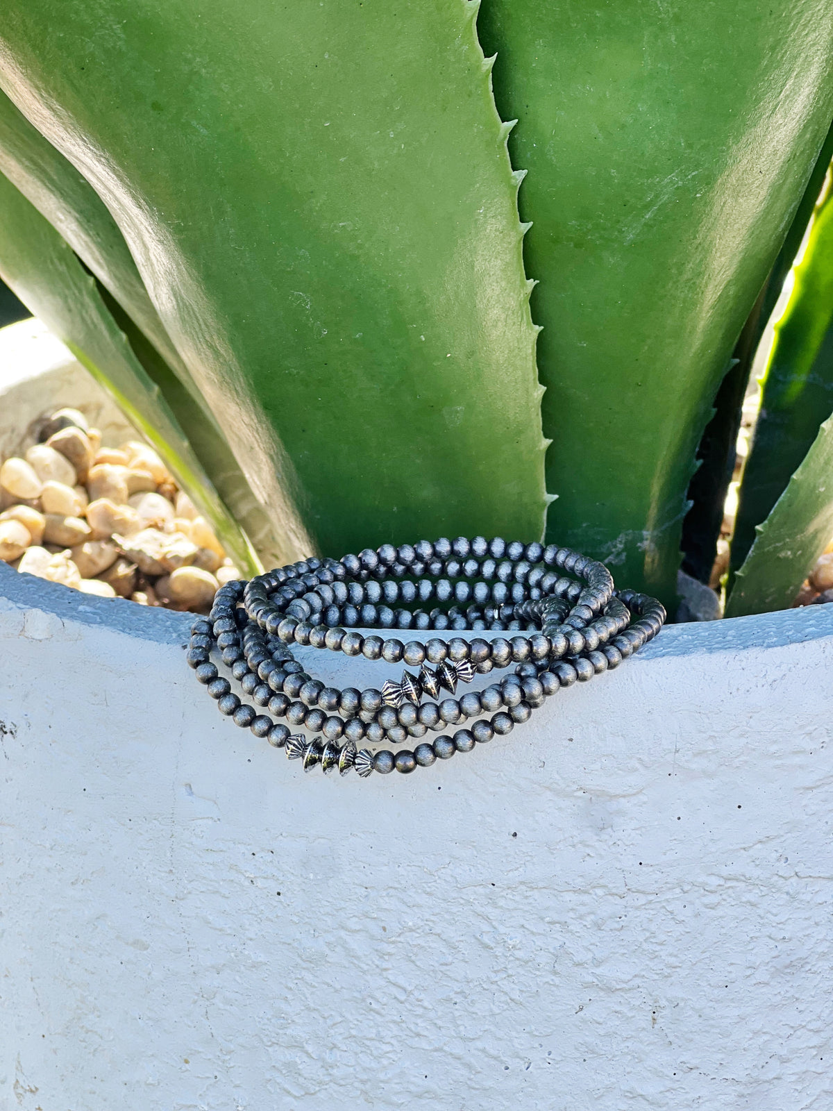 5 Strand Faux Navajo Pearl Bracelet w/ Silver Accents