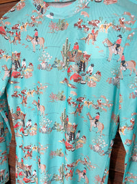 The Turquoise Western Mesh Top