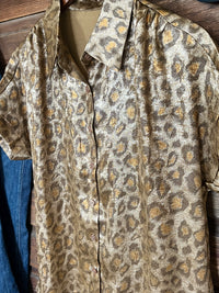 Metallic Leopard Button Up Top