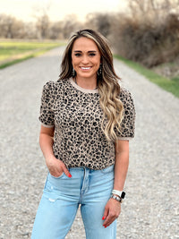 The Leopard Print Crew Neck Top