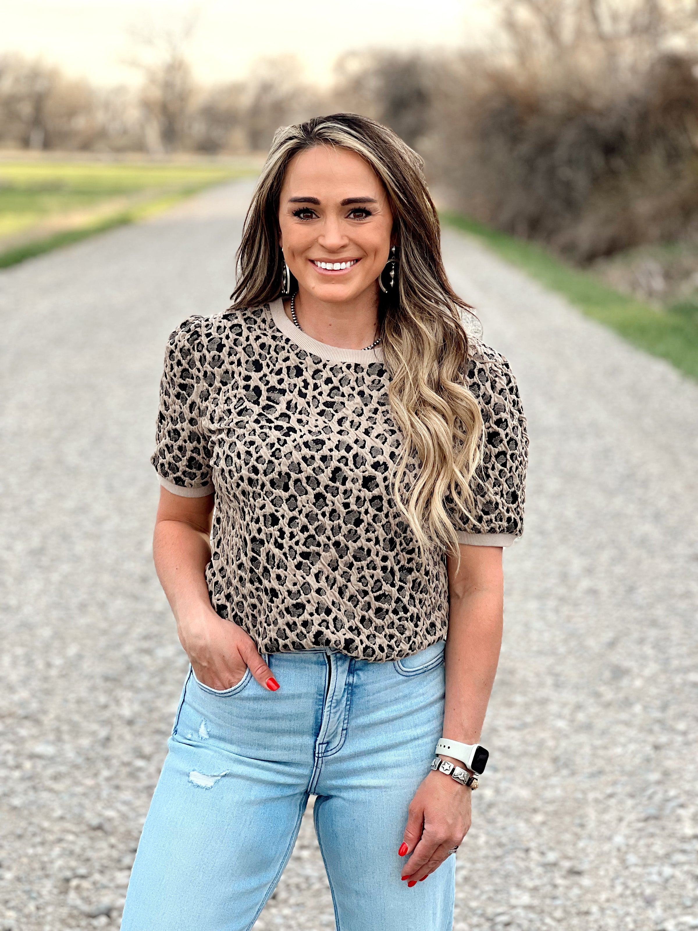 The Leopard Print Crew Neck Top