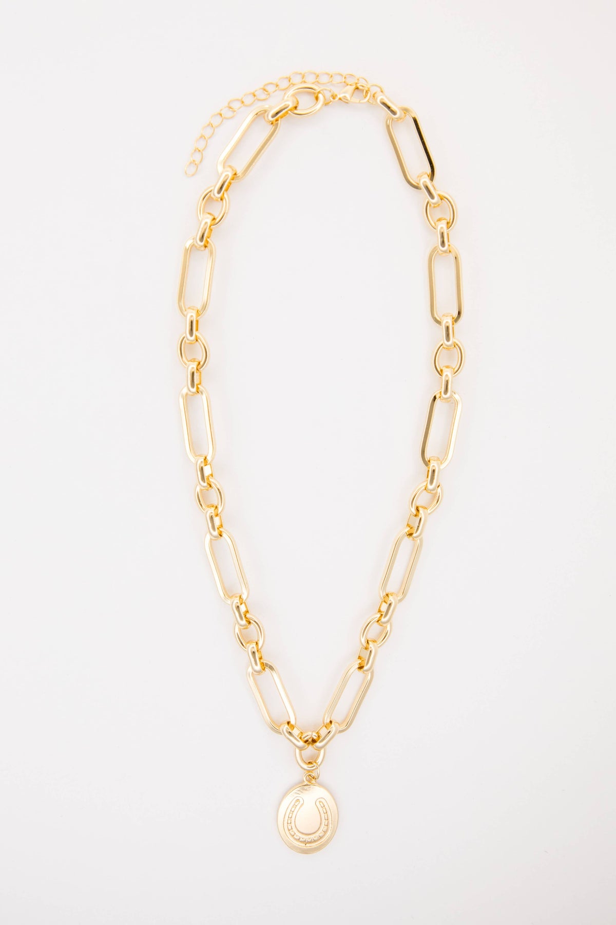 18" 18K Gold Plated Chain Necklace with Horseshoe Pendant