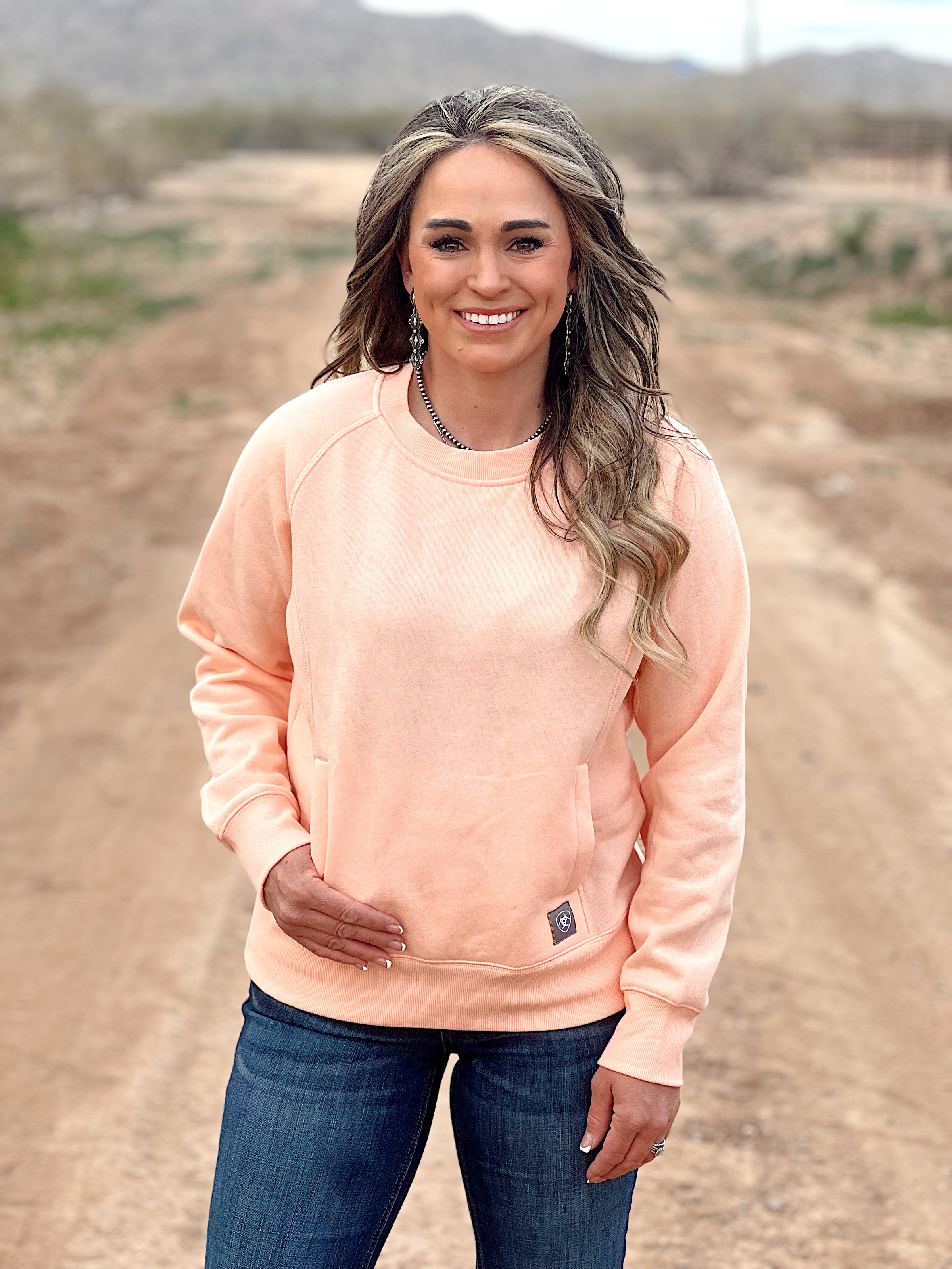 The Rebar Lightweight Fleece Pullover in Soft Peach