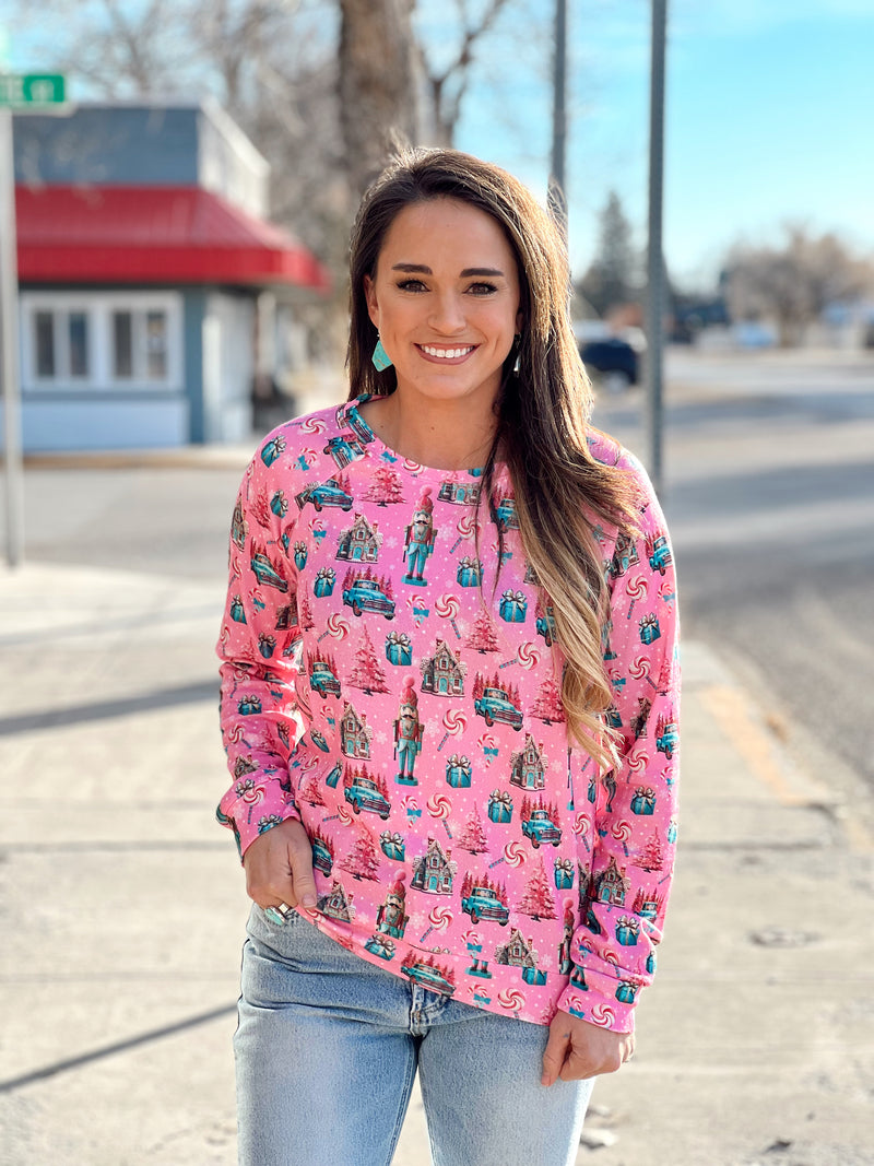 The Festive Pink Holiday Lounge Top