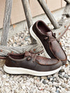 The Mens Waterproof Leather Slip On Shoe in Brown Ostrich
