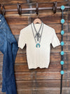 The Ribbed Mock Neck Short Sleeve Sweater
