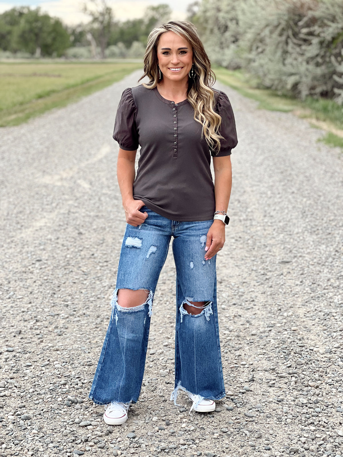 The Red Bluff Top in Charcoal