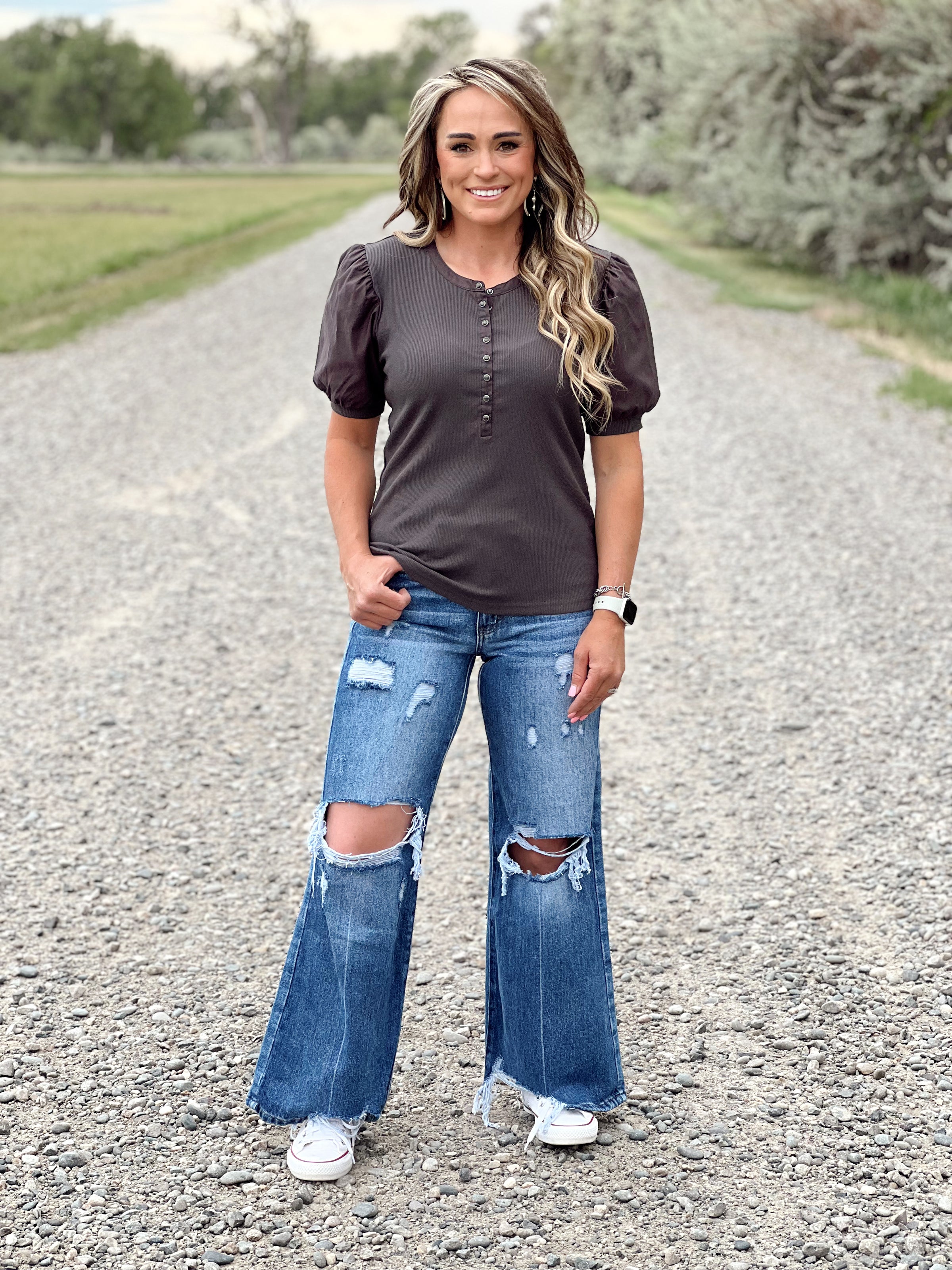 The Red Bluff Top in Charcoal