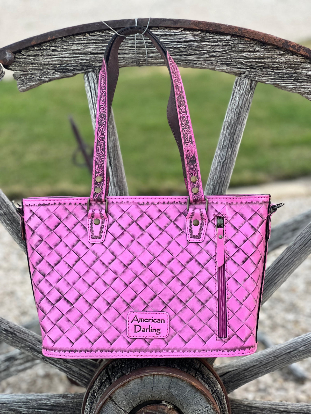 The Cheyenne Tooled Leather Purse in Pink