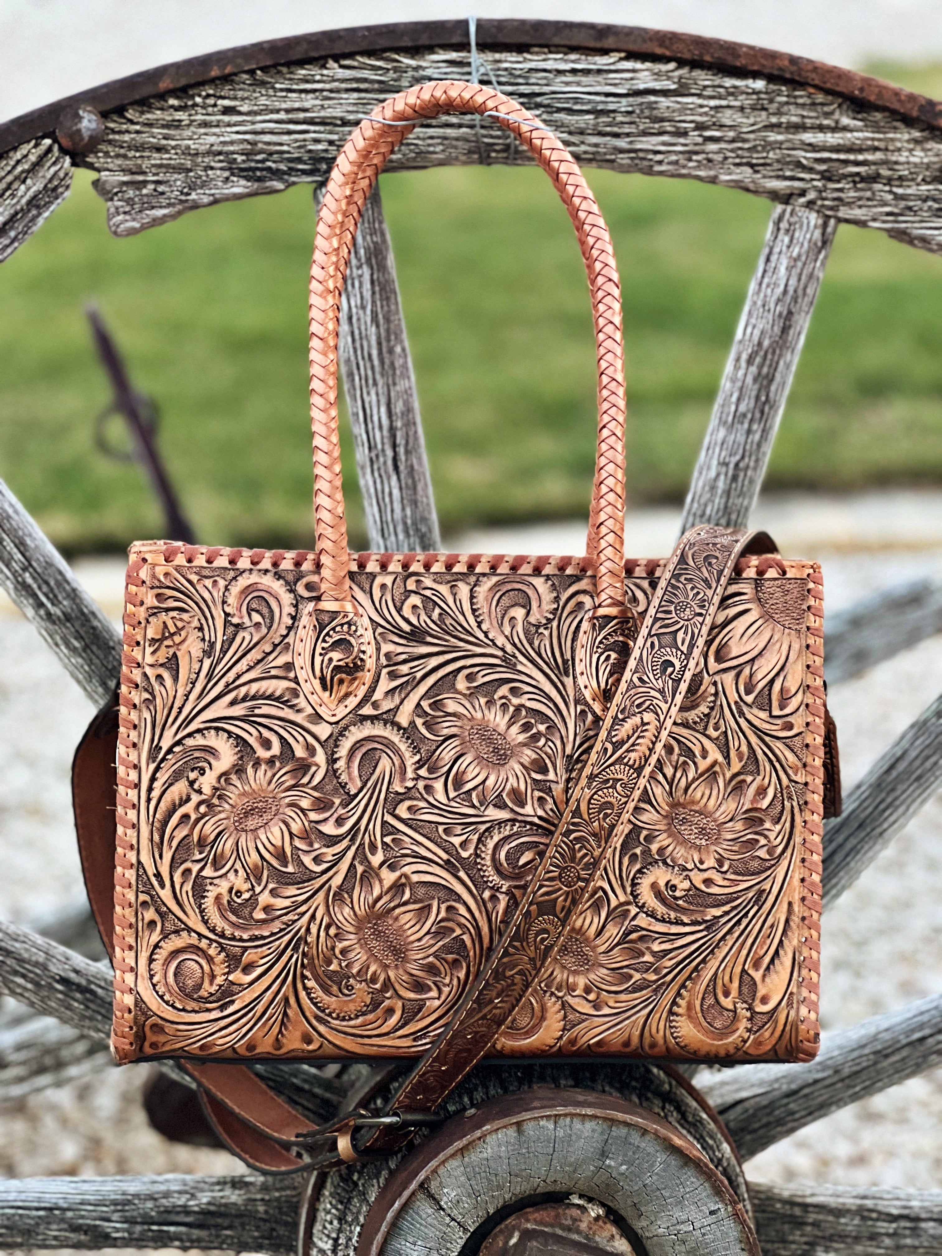 Hand Tooled Leather Handbags, Tote 