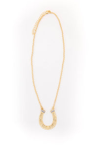 Horse Shoe Necklace with Rhinestone