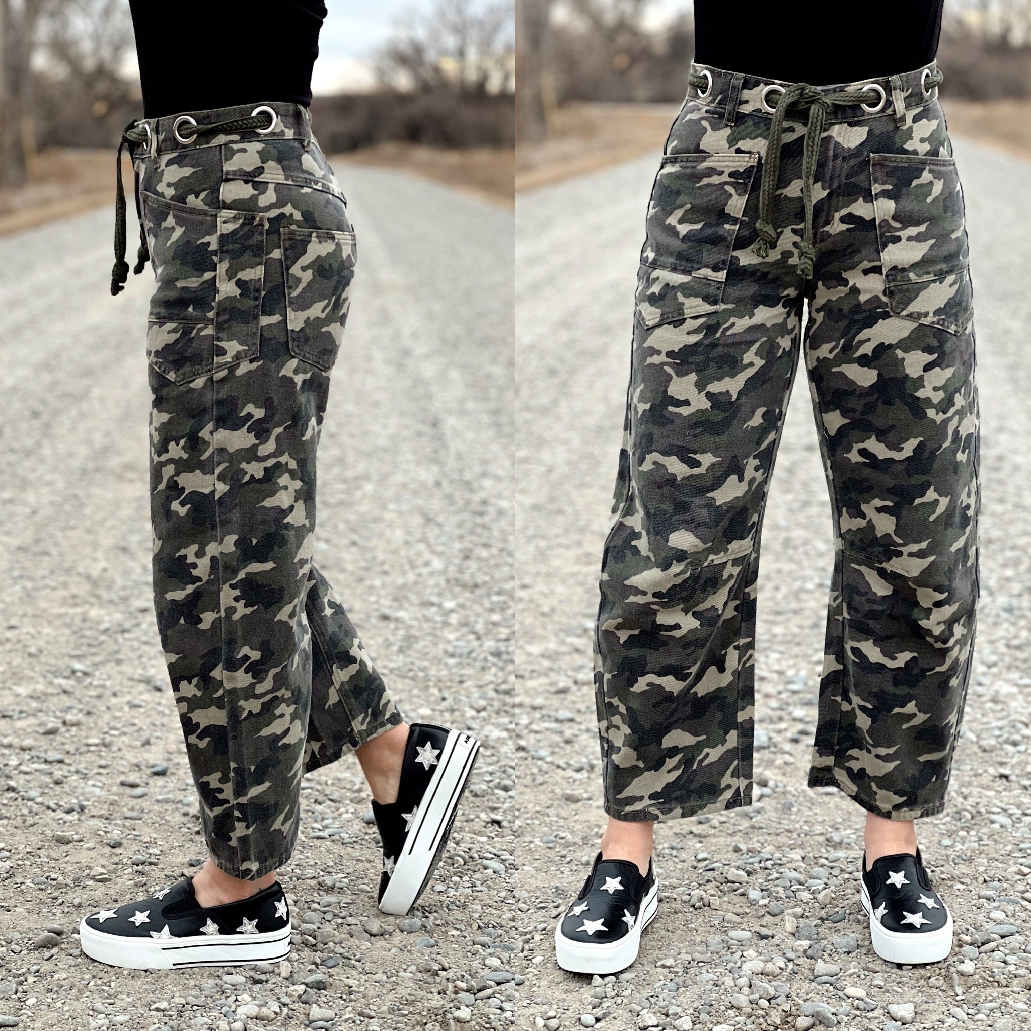 Camouflage Denim Barrel Jean