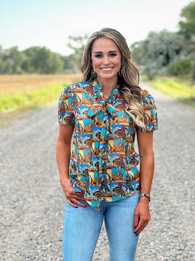 The Retro Cowboy Button Up Top