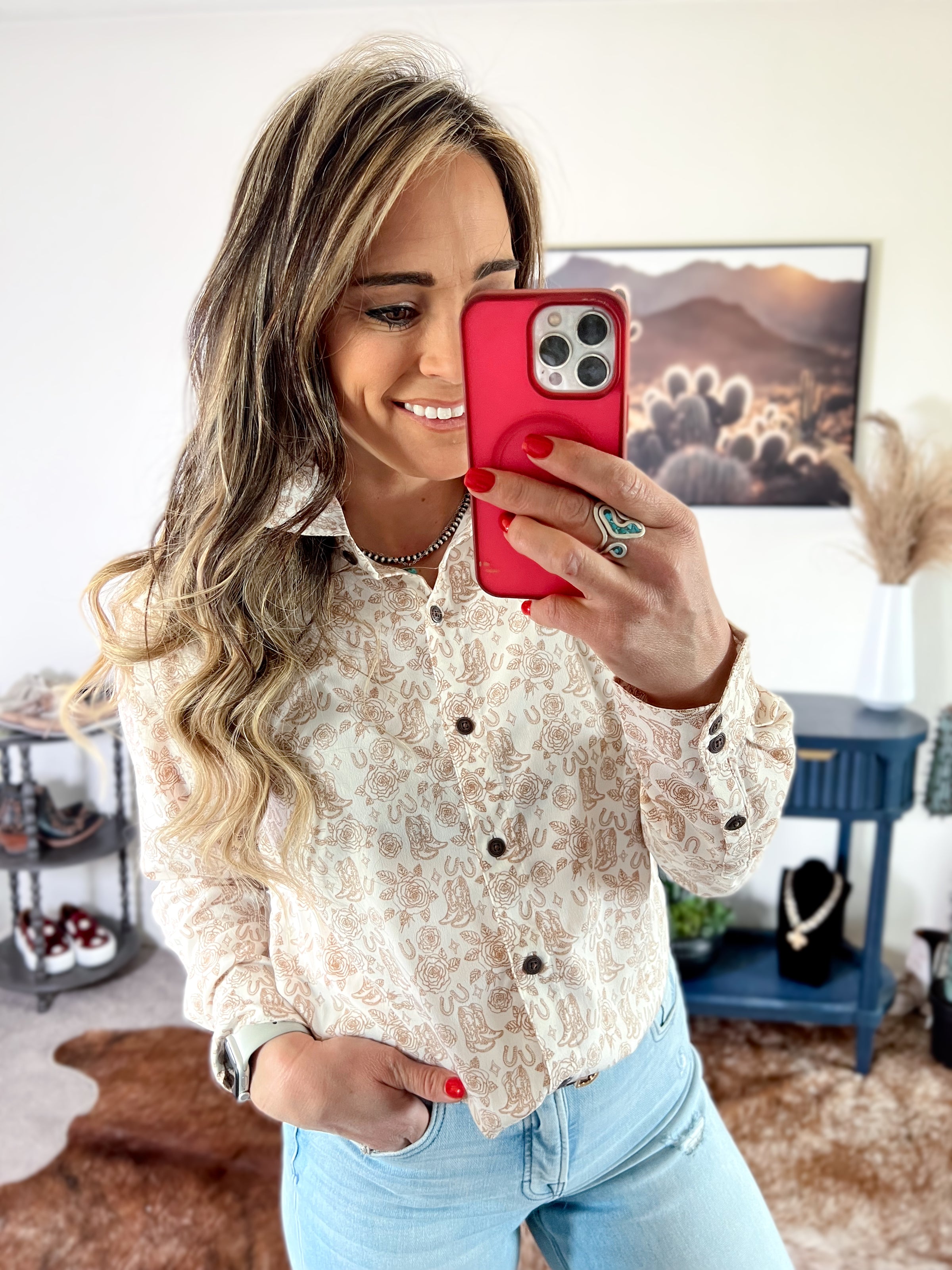 The Western Rose Button Up