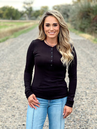 The Classic Henley Top in Black