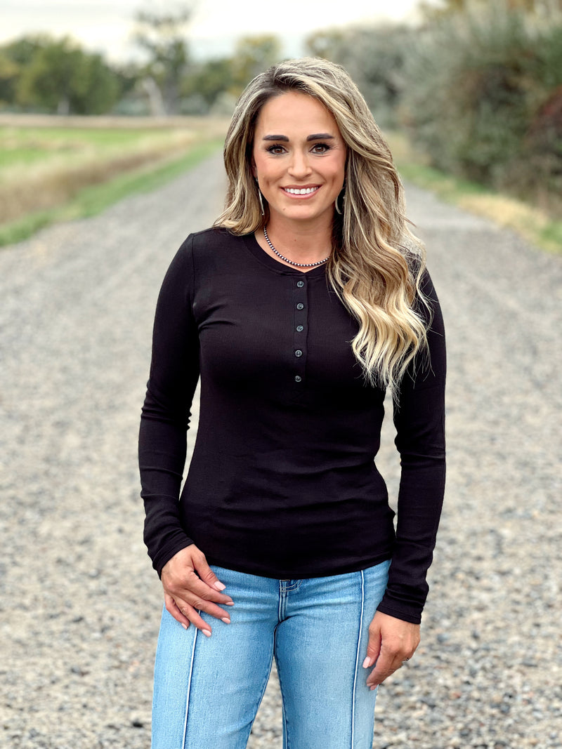 The Classic Henley Top in Black