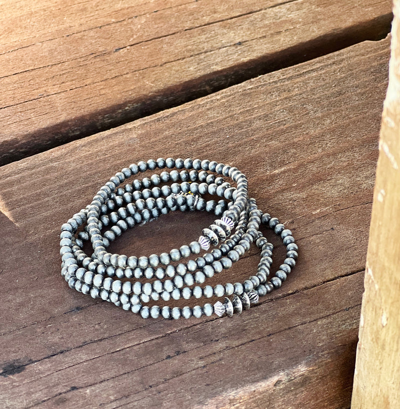 5 Strand Faux Navajo Pearl Bracelet w/ Silver Accents