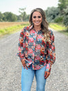 The Floral Mesh Button Up Top