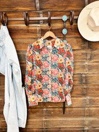 The Floral Mesh Button Up Top