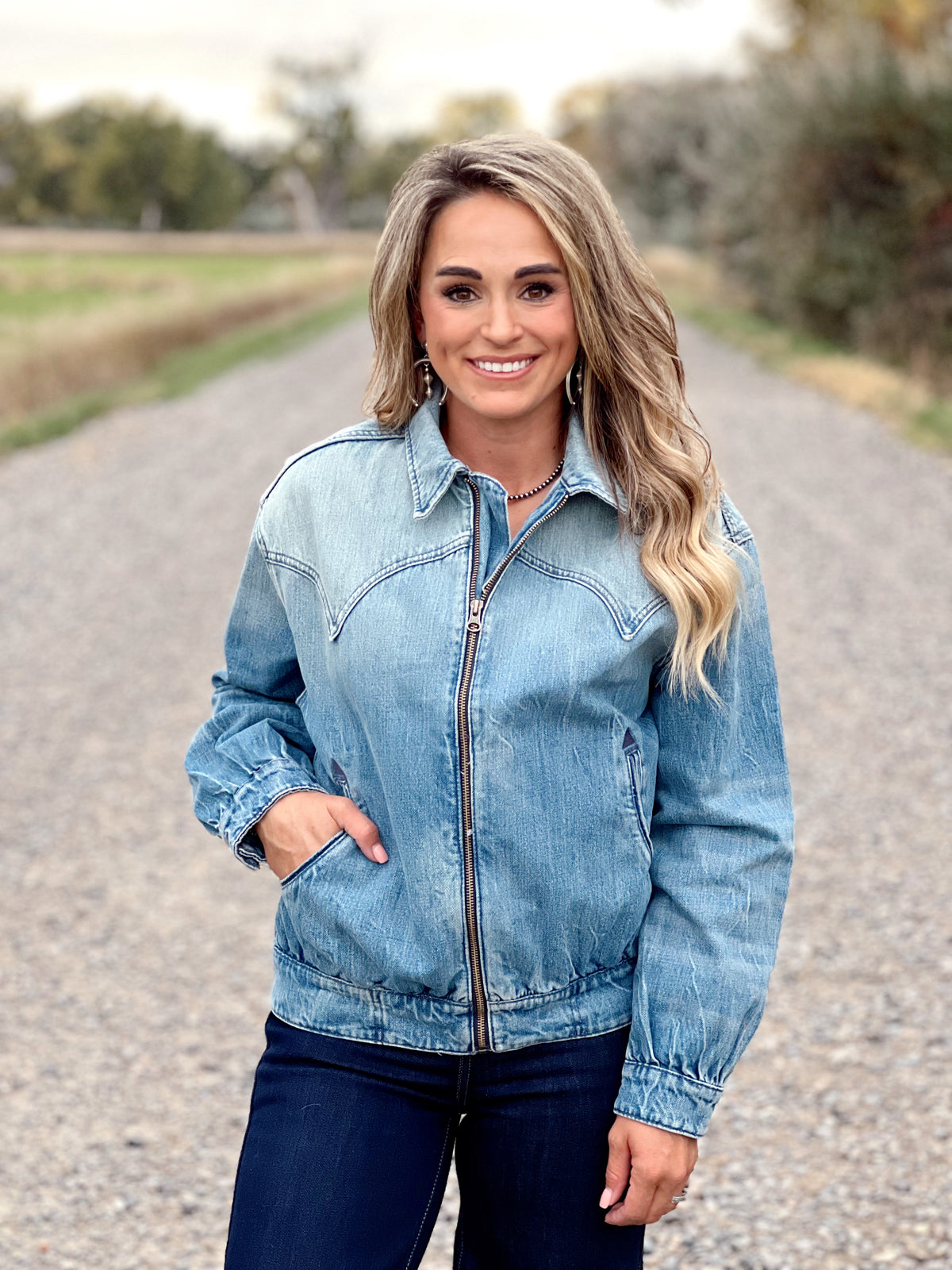 The Aurora Denim Bomber Jacket