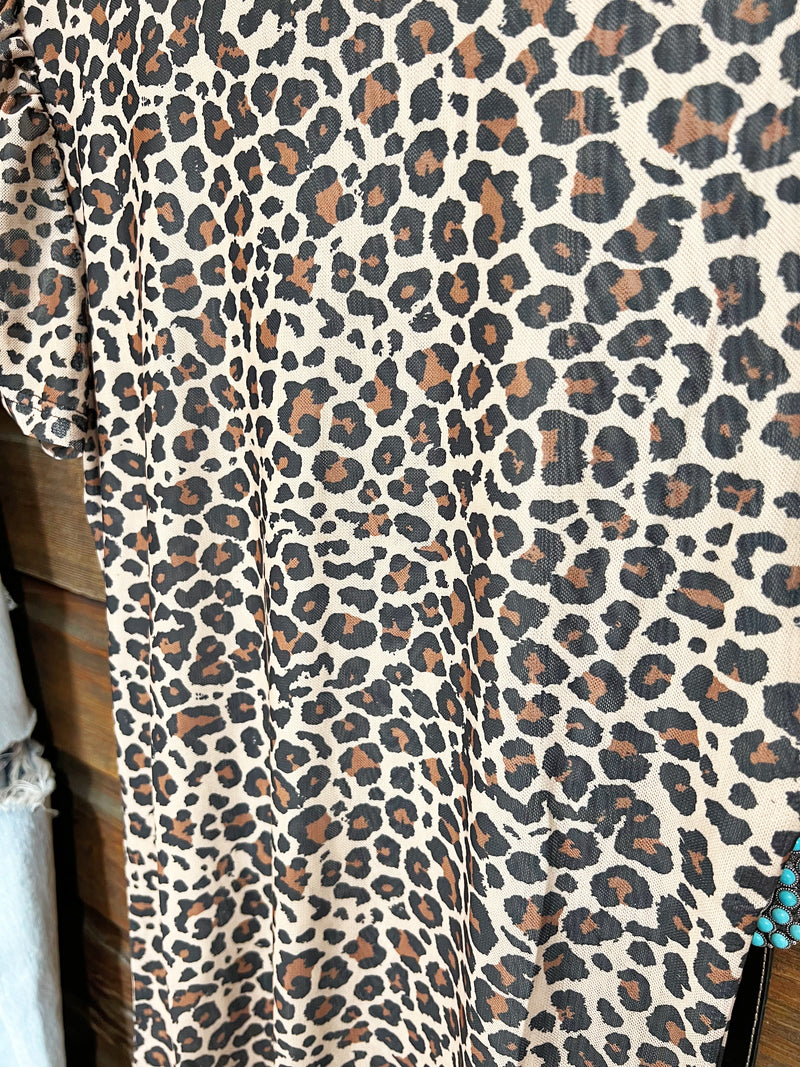 The Leopard Puff Sleeve Mesh Top