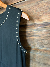 Black Vintage Silver Studded Tank Top