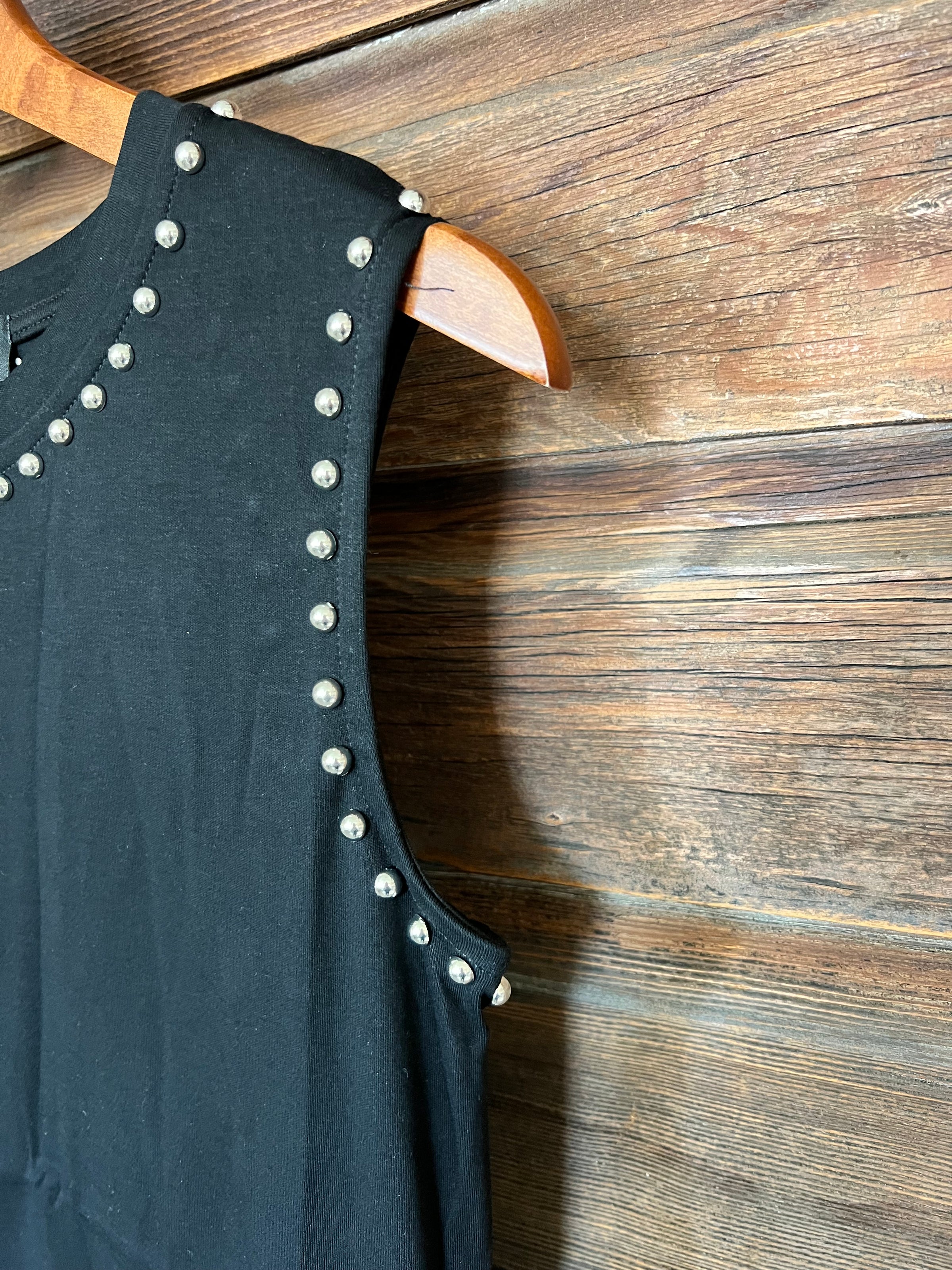Black Vintage Silver Studded Tank Top