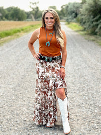 The Mock Neck Basic Tank in Brown