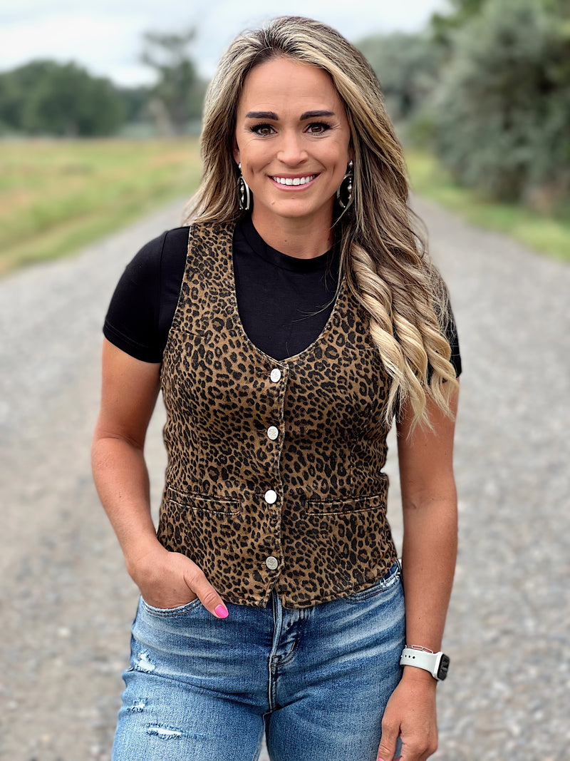 The Leopard Denim Vest