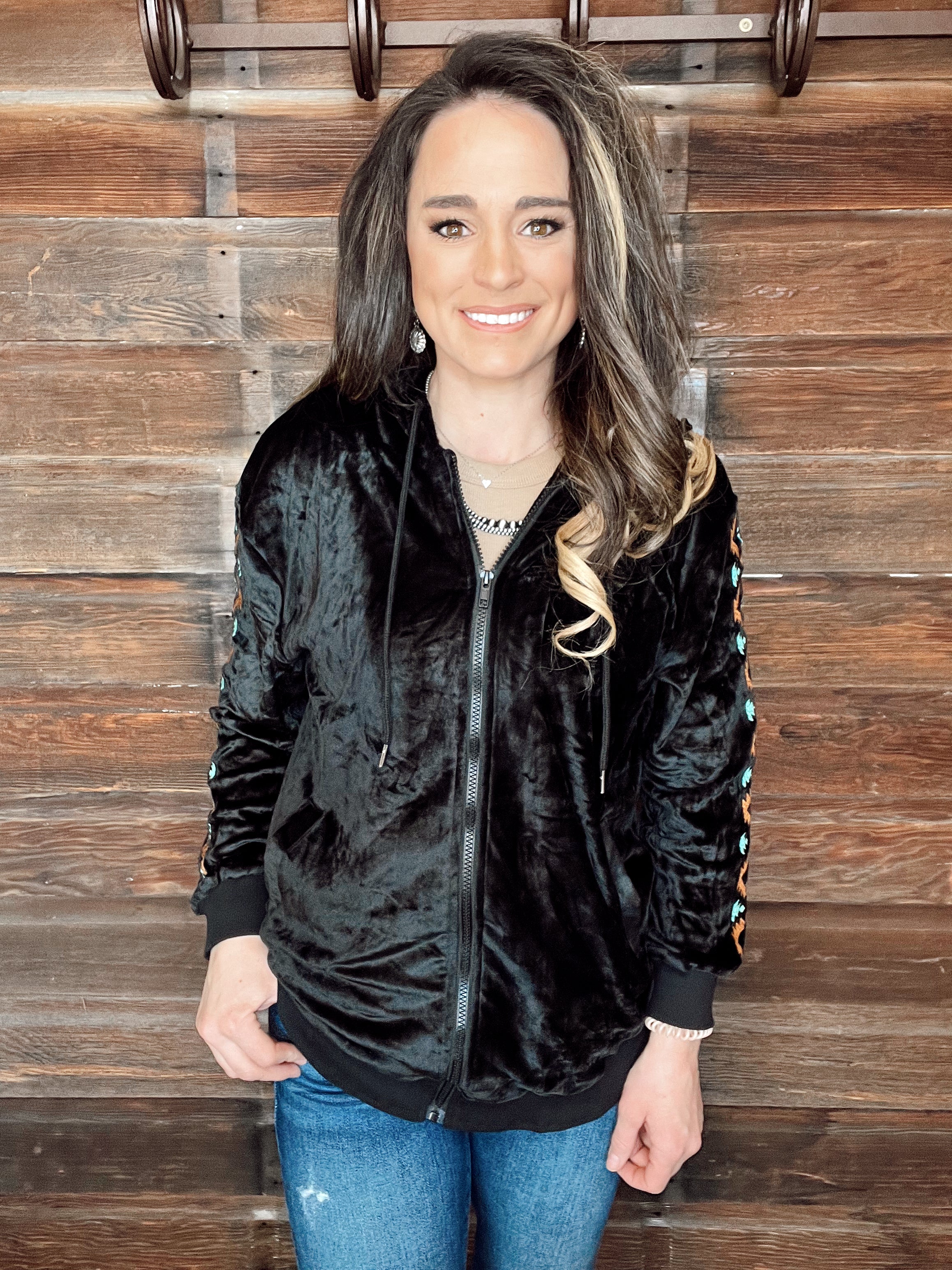 The Black Velvet Zip Up Jacket Follow Your Arrow Montana