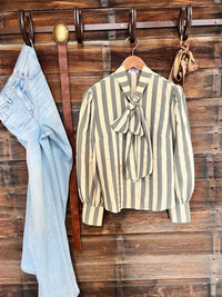 The Bowtie Stripe Button Up