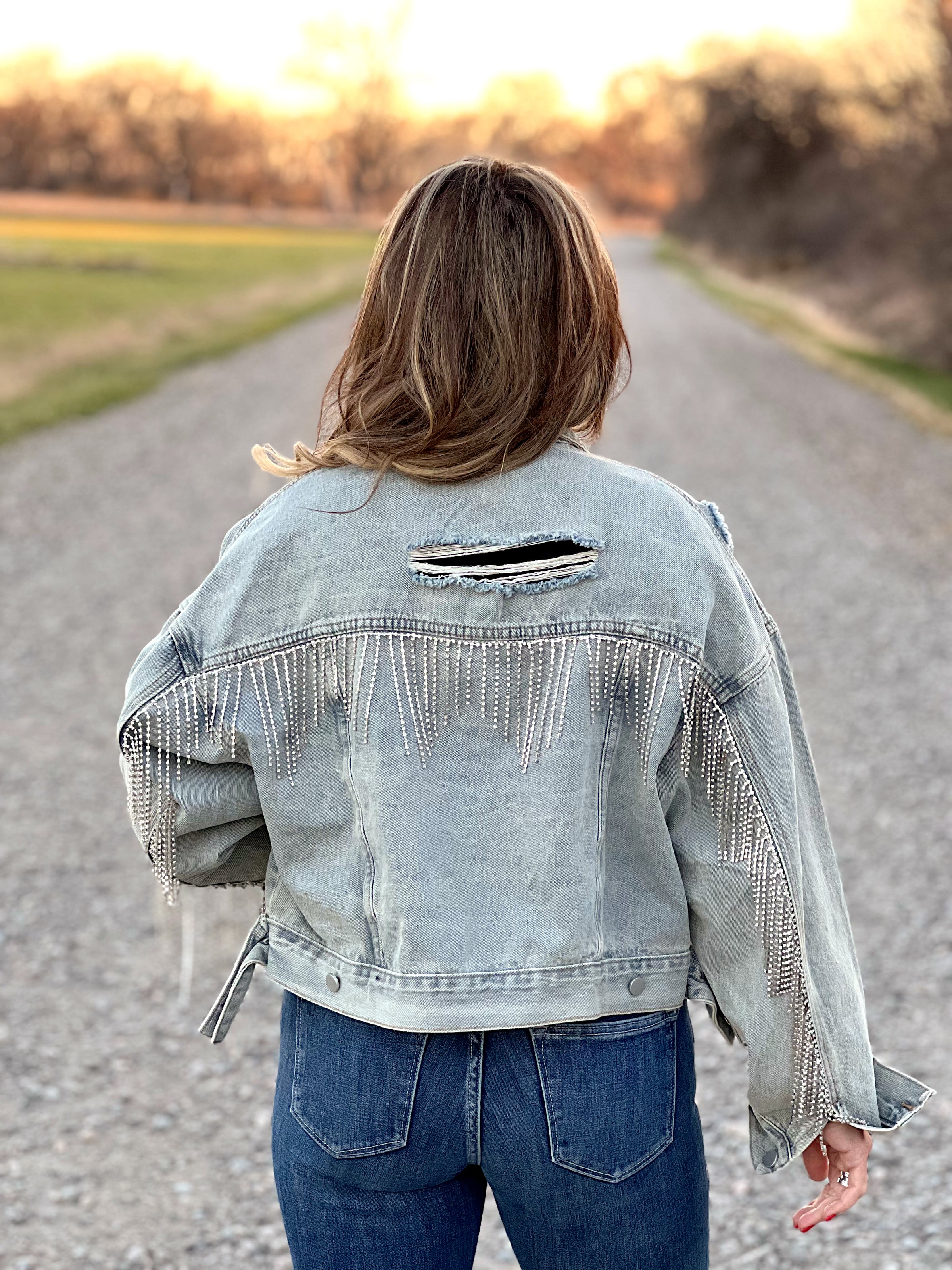 The Rhinestone Fringe Denim Jacket