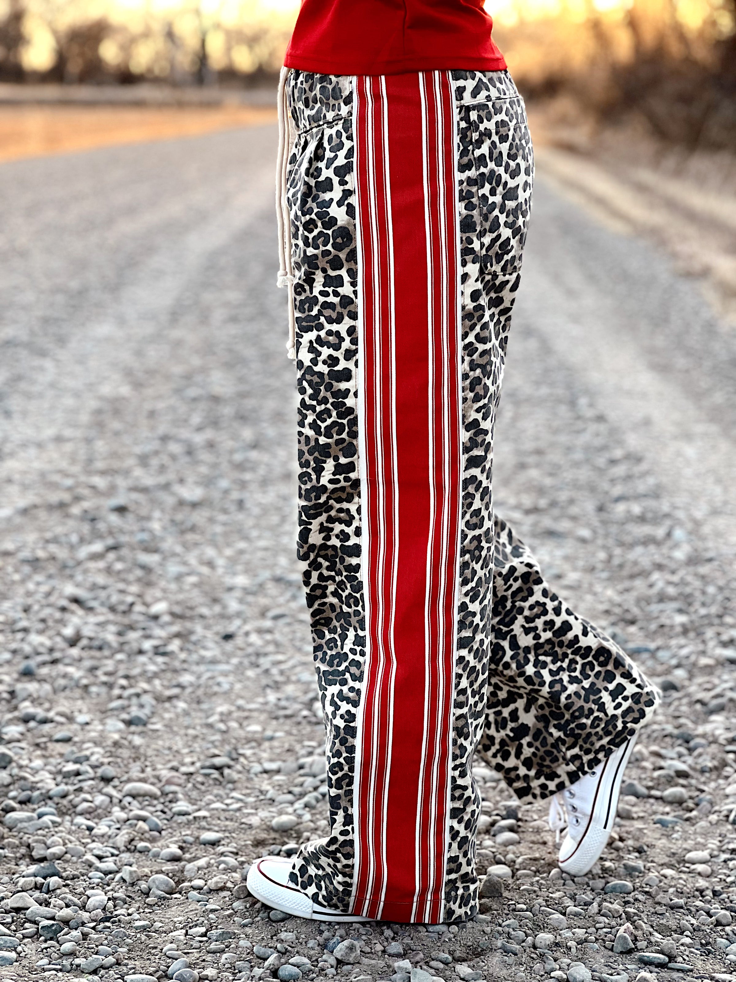 Leopard Striped Wide Legged Jeans