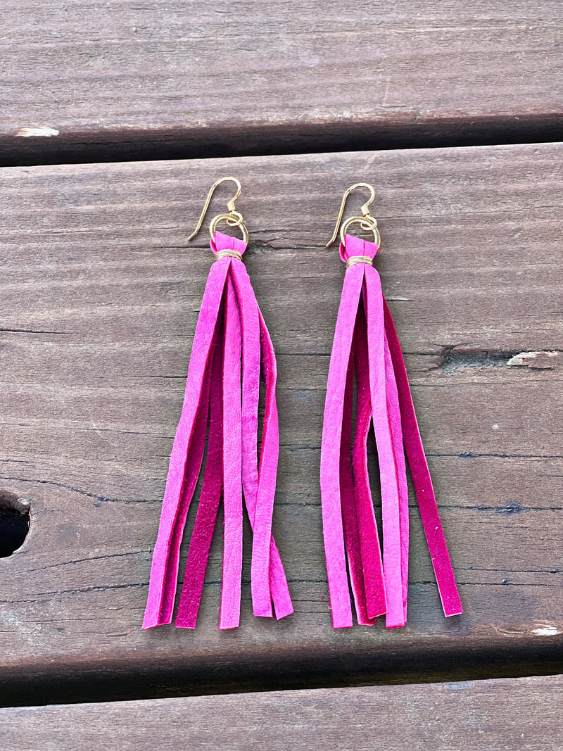 The Fringe Earrings in Pink