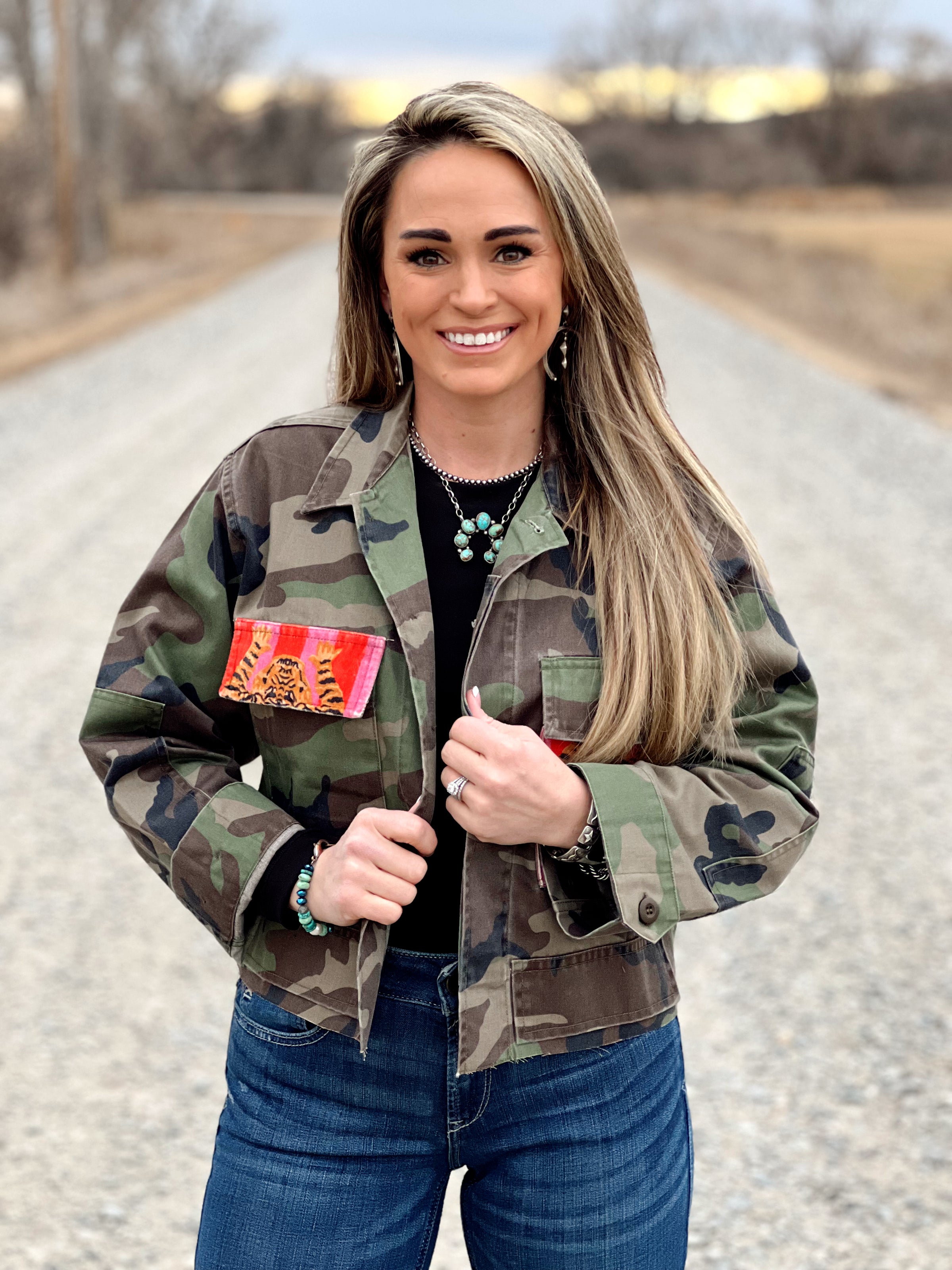 Camo jacket with Tiger Print contrast