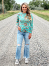 The Turquoise Western Mesh Top