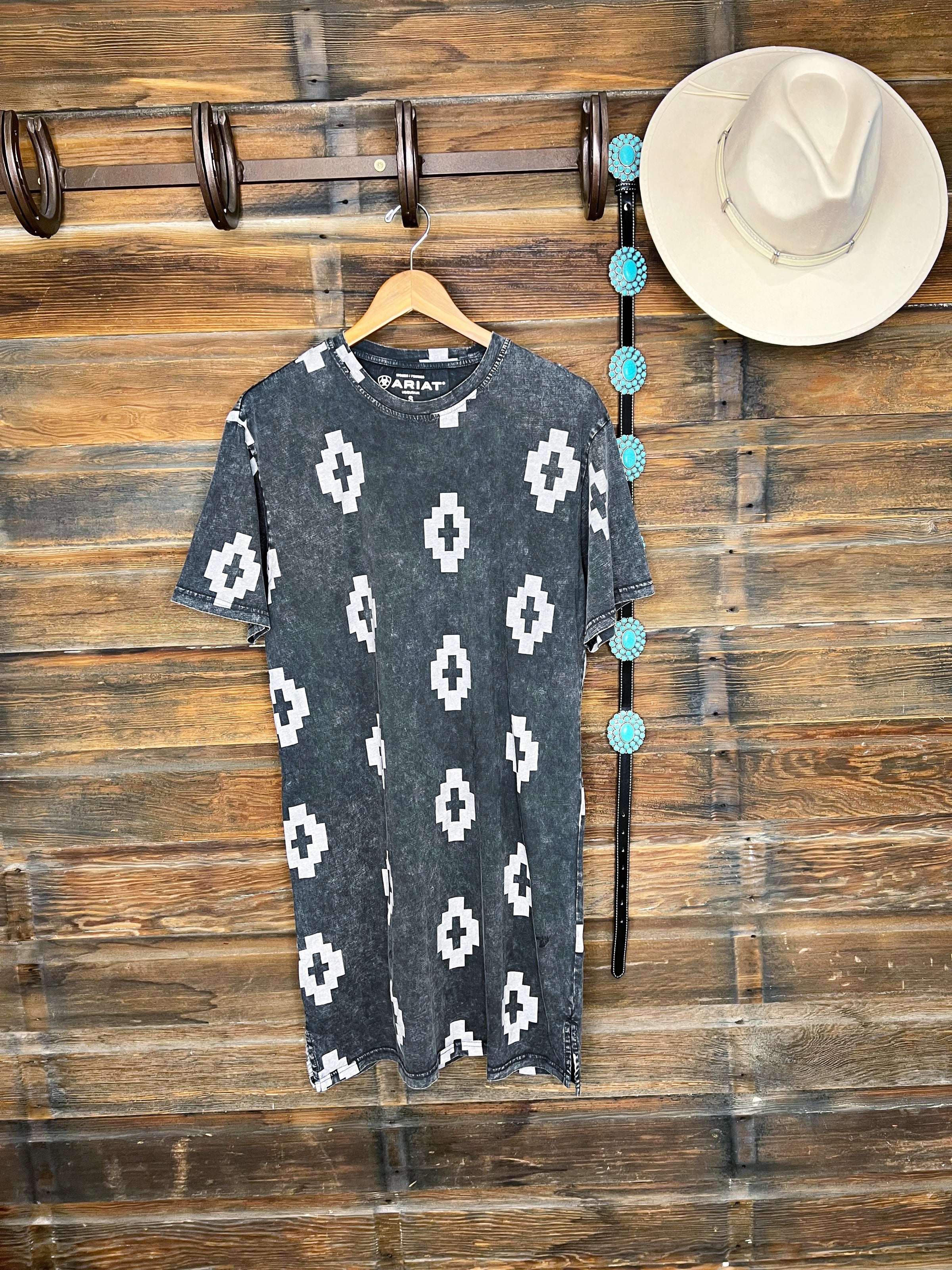 aztec t shirt dress Cabana Ready Bright Aztec T-Shirt Dress with Silver Sequin Pocket From Our Farm Kids to Yours