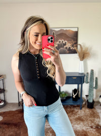 The Button Up Basic Tank In Black