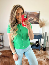 The Green Button Up Knit Tee