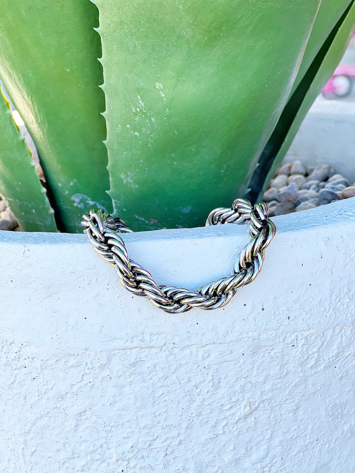 18K Gold Plated Burnished Thick Rope Bracelet with Tog