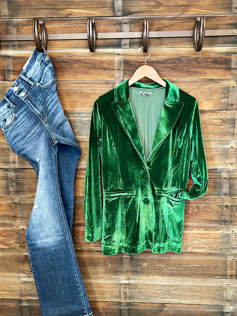 The Velvet Blazer in Emerald
