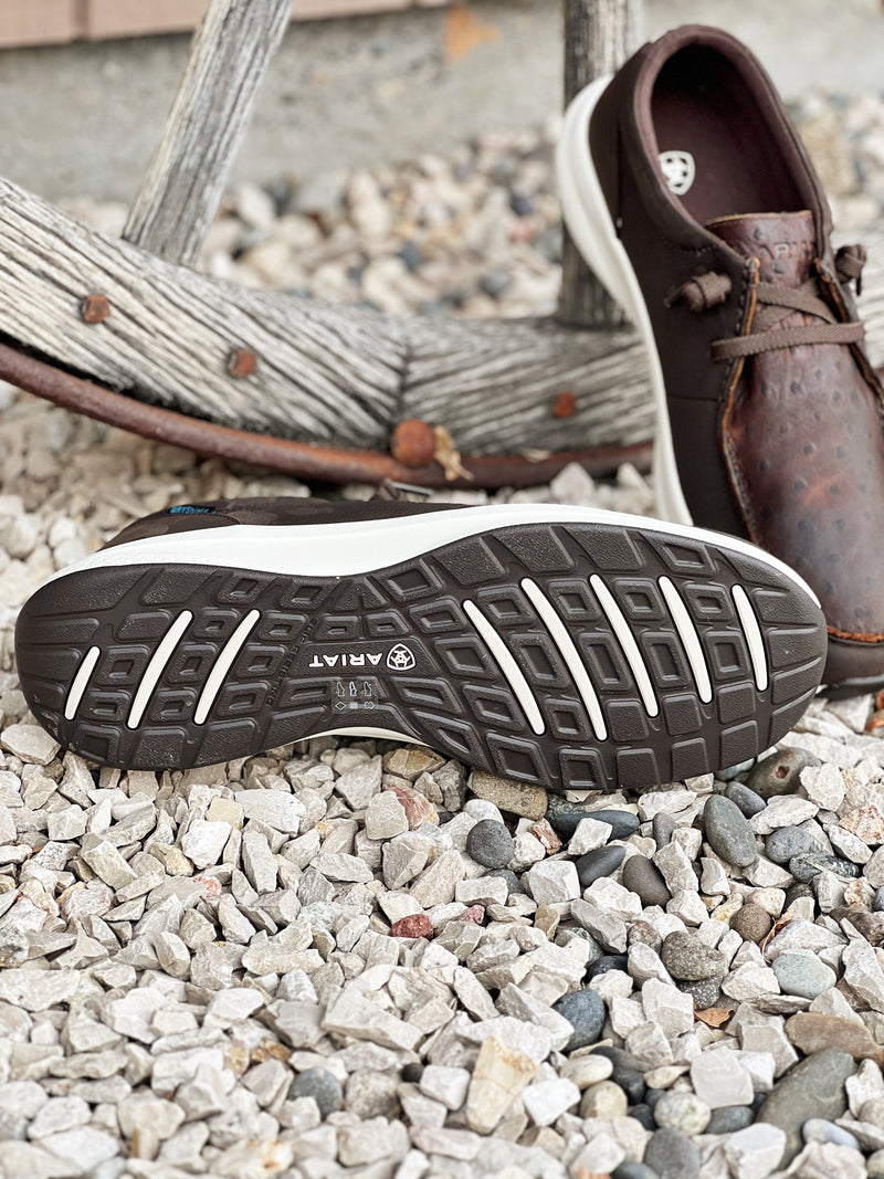The Mens Waterproof Leather Slip On Shoe in Brown Ostrich