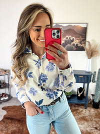 The Roses are Blue Button Up